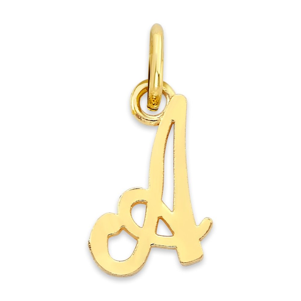 10K Gold Script Letter "A" Initial Pendant – Elegant Personalized Jewelry
